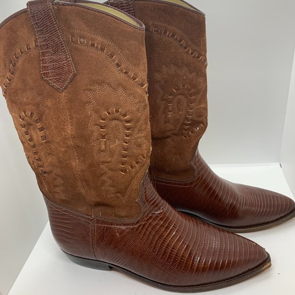 Vintage Seychelles Western Brown Leather Cowboy Boots - Size 8.5 - Picture 4 of 8